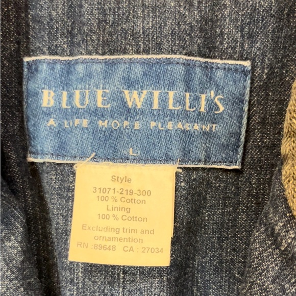 Blue Willi’s Women’s Cotton Denim Jacket Size Large - Picture 5 of 8